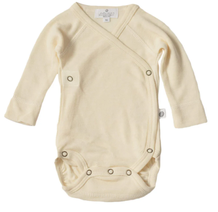 Merino Wool Wrap-over Romper - long sleeves