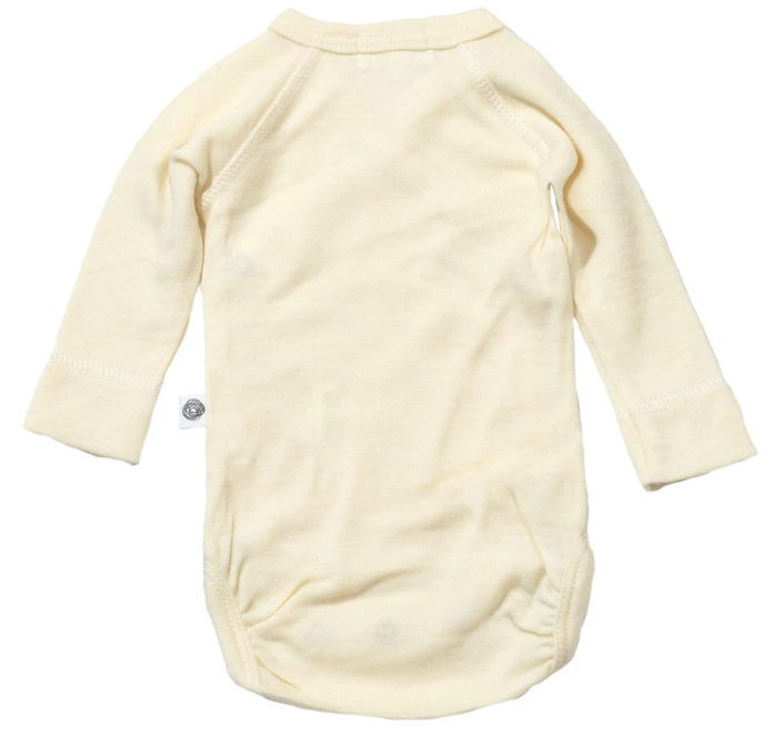 Merino Wool Wrap-over Romper - long sleeves