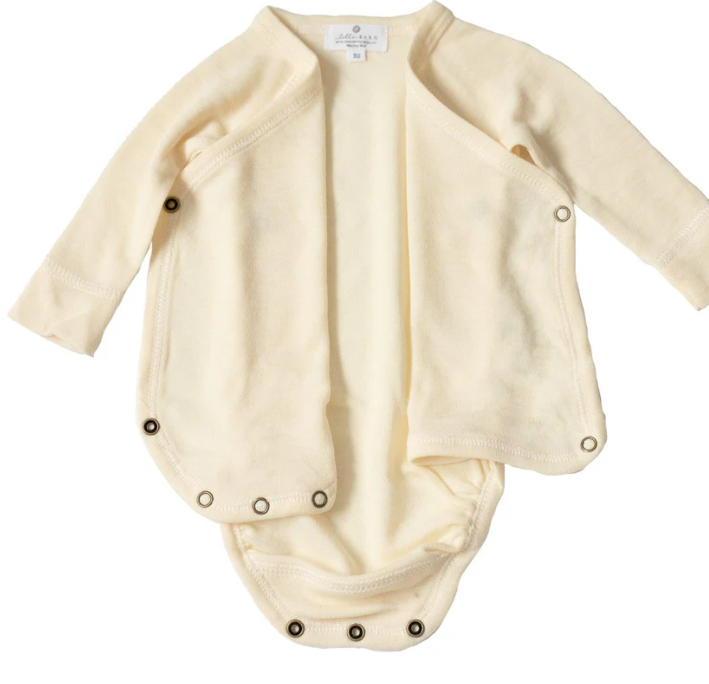 Merino Wool Wrap-over Romper - long sleeves