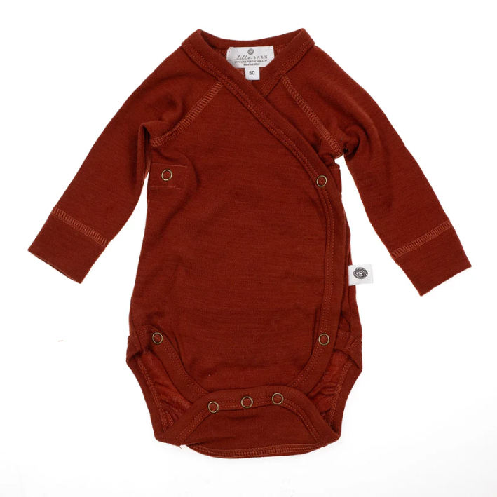 Merino Wool Wrap-over Romper - long sleeves