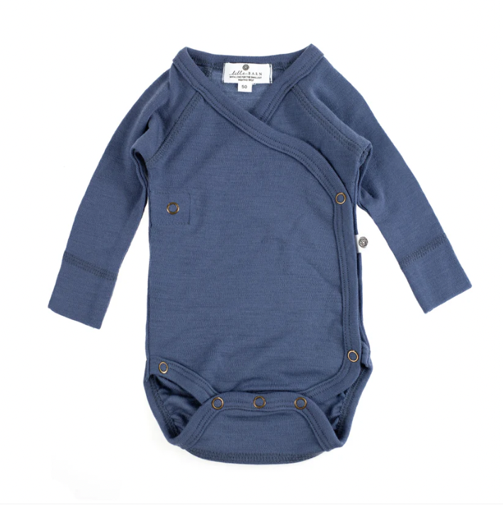 Merino Wool Wrap-over Romper - long sleeves