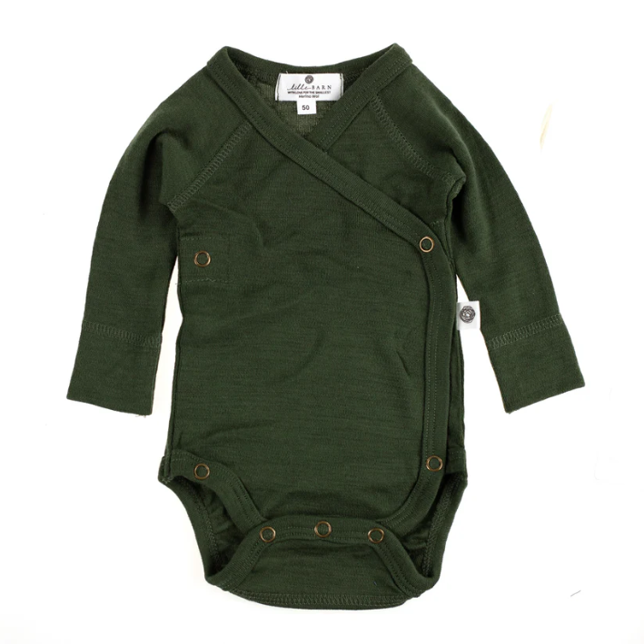 Merino Wool Wrap-over Romper - long sleeves