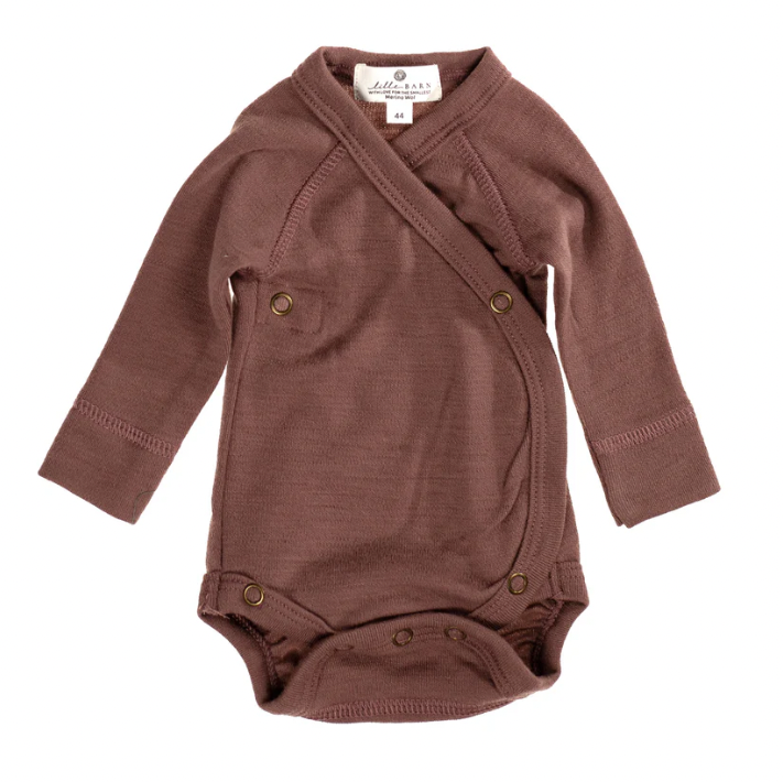 Merino Wool Wrap-over Romper - long sleeves