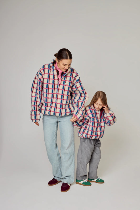 100% Merino Wool Jumper Kids – Pink & Cobalt