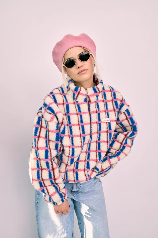 100% Merino Wool Jumper Adult – Pink & Cobalt