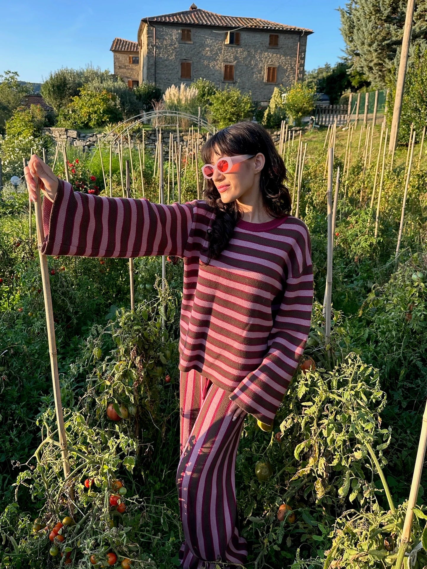 Organic Cotton Sweater – Berry Stripes