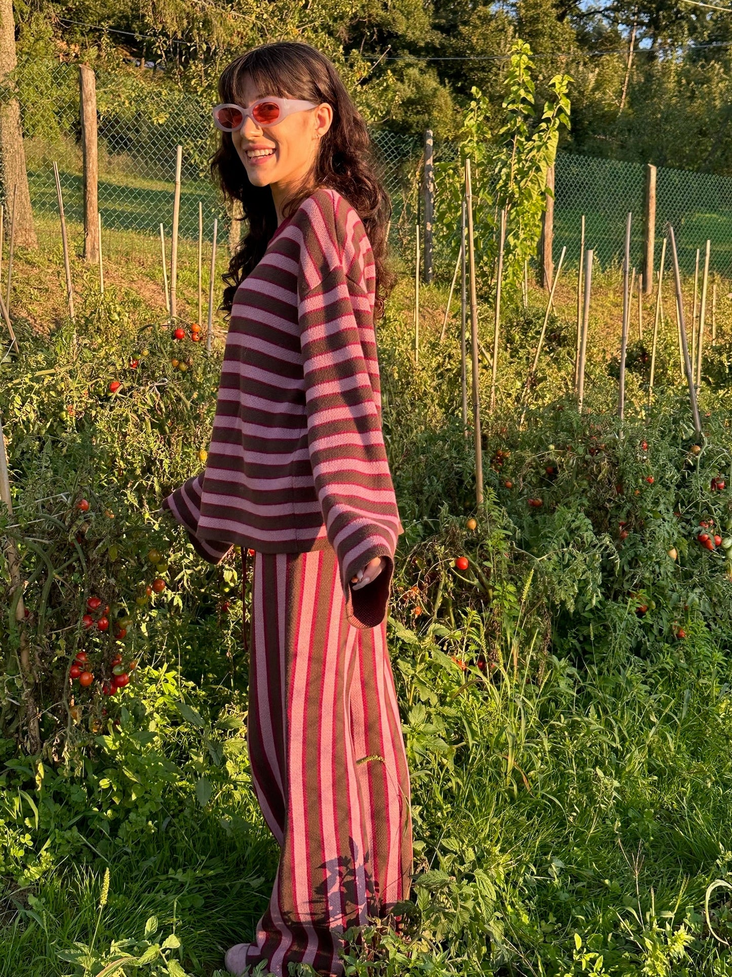 Organic Cotton Trousers – Berry Stripes