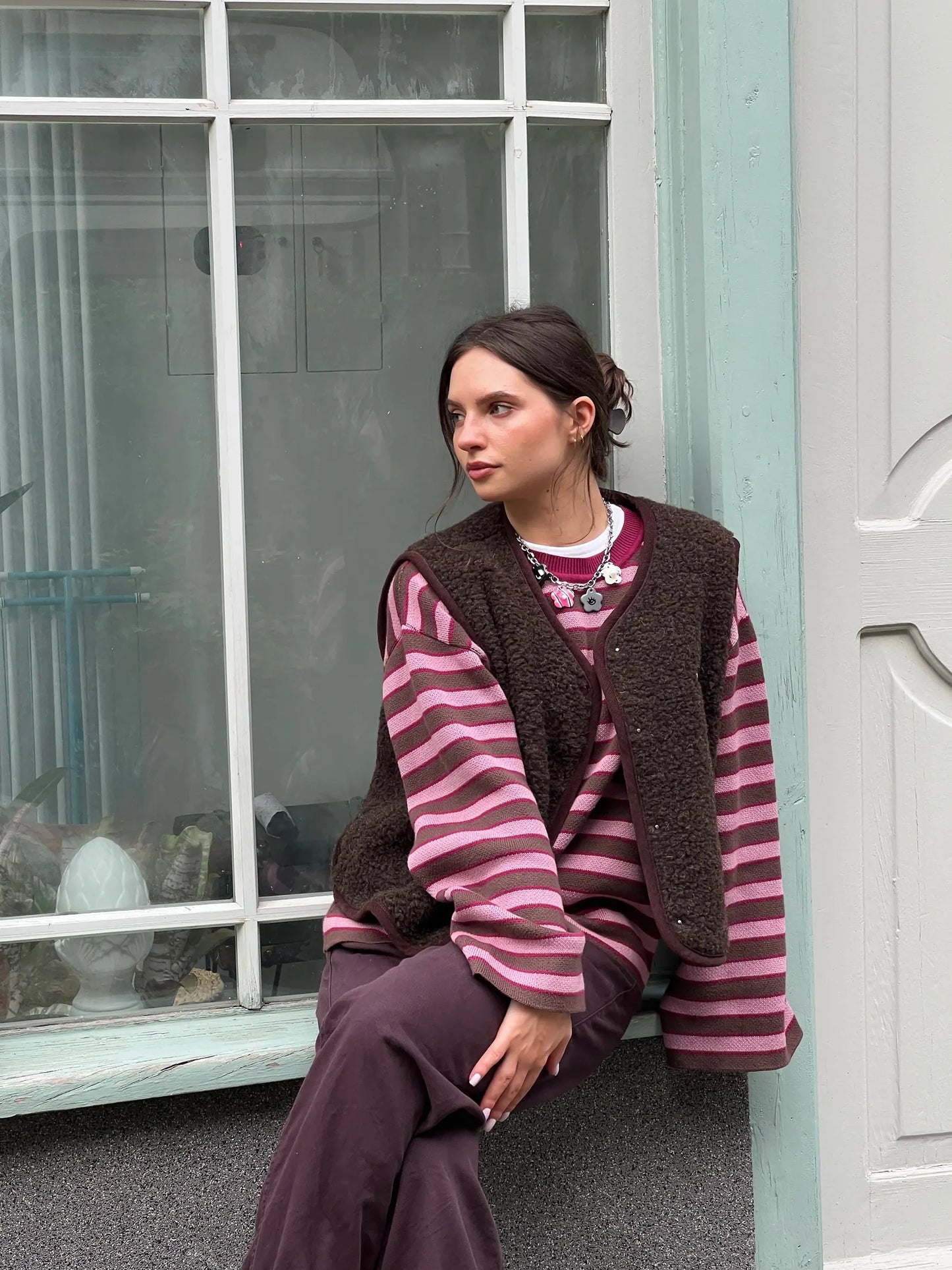 Organic Cotton Sweater – Berry Stripes