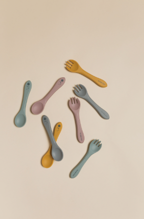 Silicone Spoon and Fork Set - multiple colors